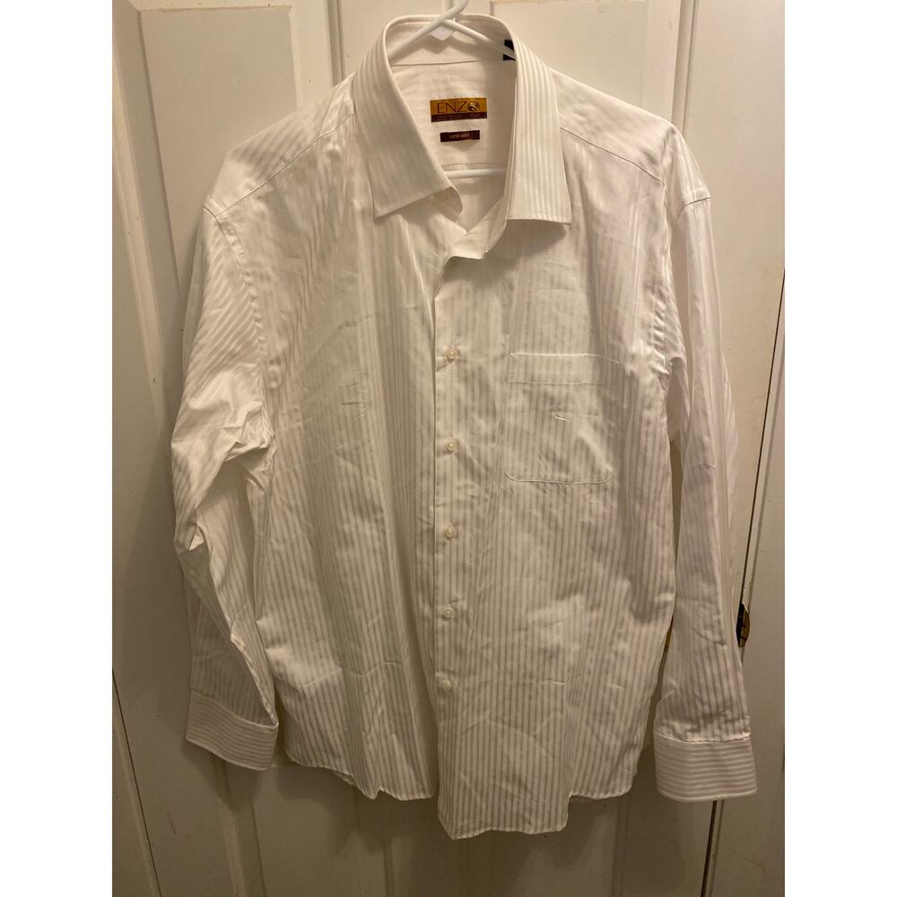 NWOT Enzo Tovare Italy Men's Size 17 34/35 White Button Down Dress Shirt